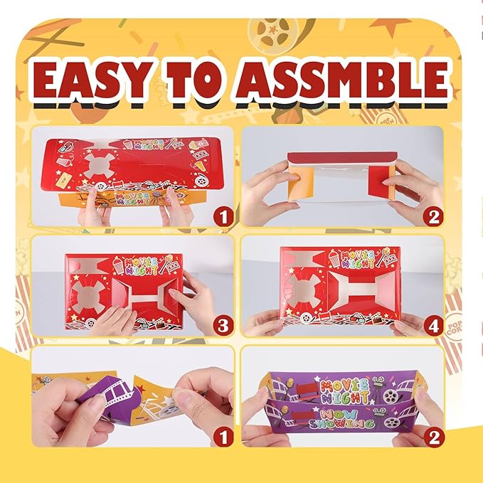 45 Pcs Movie Night Snack Tray with Popcorn Bags Movie Night Supplies