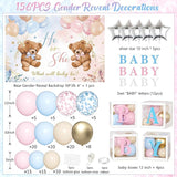 Bear Gender Reveal Balloon Boxes Decorations 158pcs Pink Blue