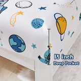 JSD Blue Astronaut Kids Sheet Set Twin Size, 3 Piece Space Rocket