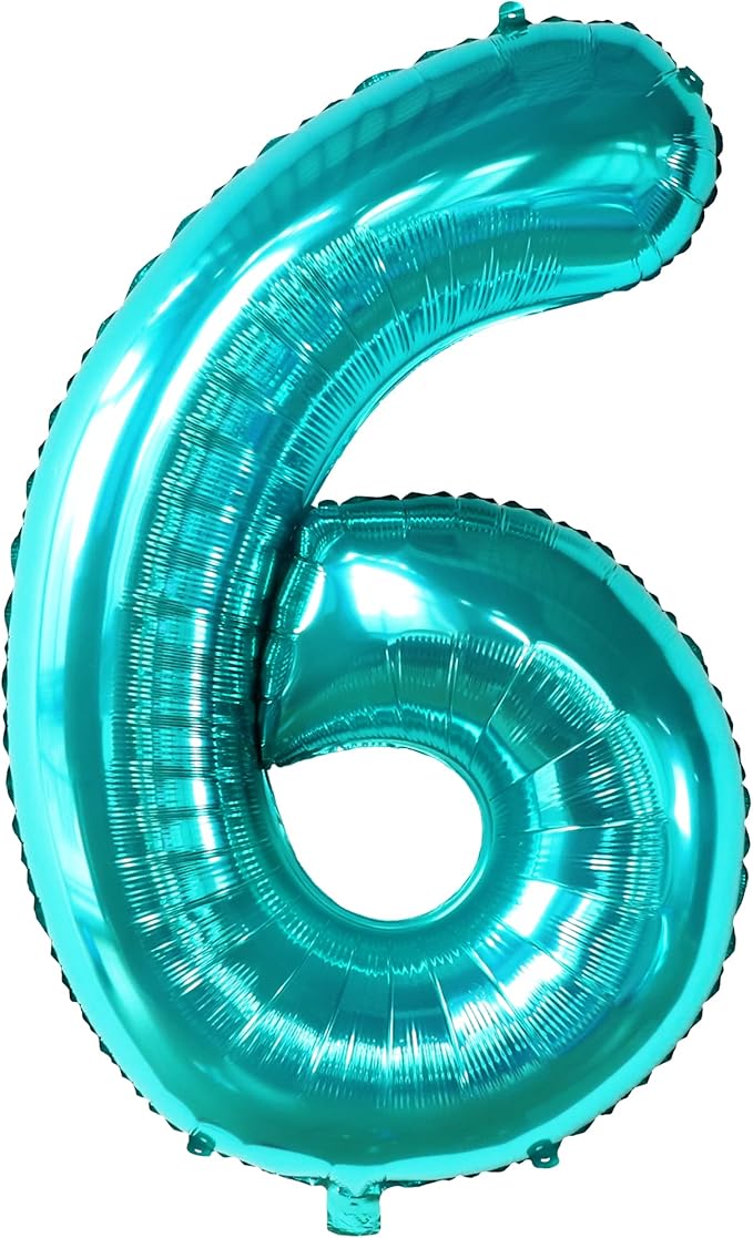 KatchOn, Giant Teal Blue Number 6 Balloon - 40 Inch | 6th Birthday