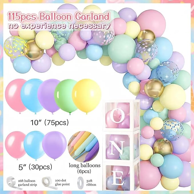 1st Birthday Decorations for Girl 128pcs Sweet One Birthday Party