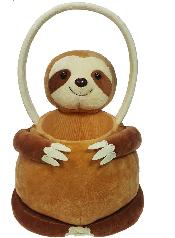 3D Sloth Plush Basket Easter Egg Hunting Basket Cute Animal Plush
