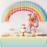 APUXXJUPA Pastel Rainbow Tablecloth, 4 Pcs Plastic Pastel Table Cloths