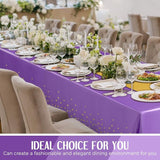 Breling 8 Pack Purple and Gold Disposable Plastic Tablecloths and