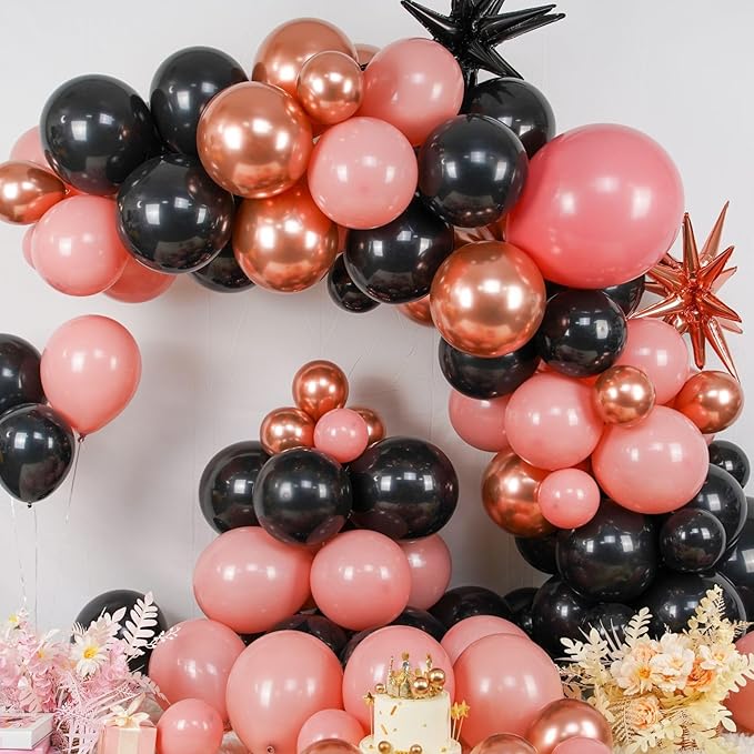 Dusty Pink and Black Balloon Arch,Blush Pink Balloon Garland with