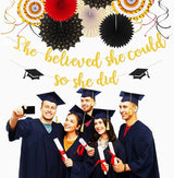 Red Black Gold Party Decorations Graduation Banner Streamers 18pcs