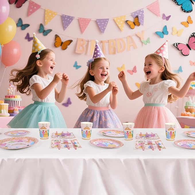 175Pcs Princess Paper Plates Napkins Princess Themed Birthday Party