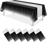 6Pcs Black and Silver Tablecloth Party Decorations,Plastic Black