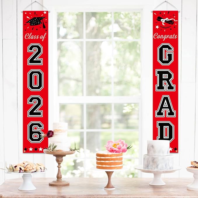 DAZONGE Graduation Decorations 2026, Red and Black Class of 2026