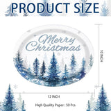 50Pcs Christmas Tree Oval Plates 10 x 12 Large Watercolor Winter
