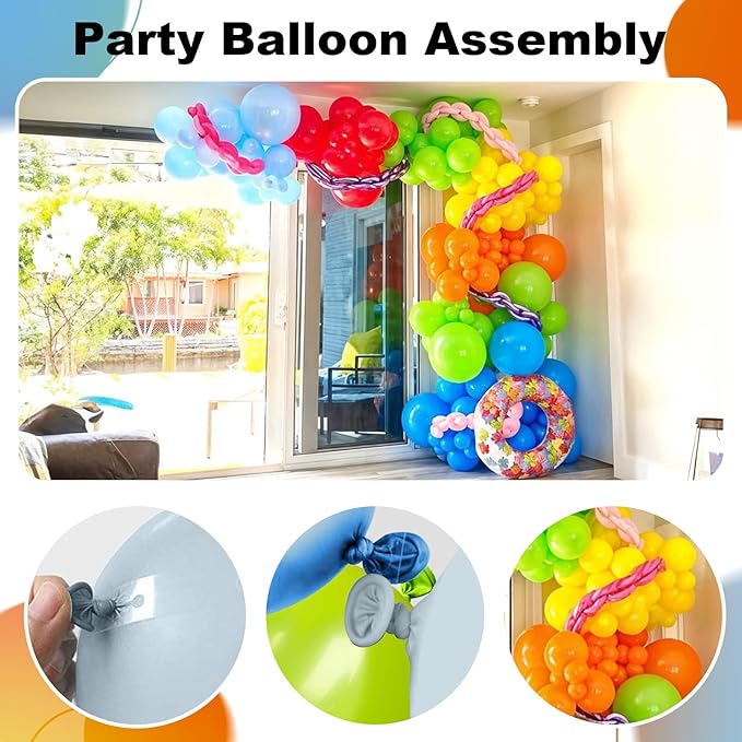 Neon Balloons Arch Garland Kit 138PCS Rainbow Pool Party Balloon