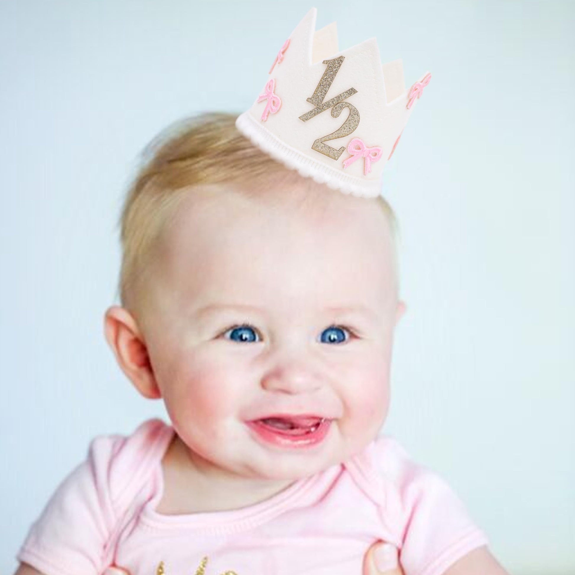 Jissoo Bow 1/2 Birthday Crown - 6 Months Birthday Decorations,Little