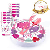 Valentines Day Heart Tableware for Kids 25 Set Disposable Dinnerware