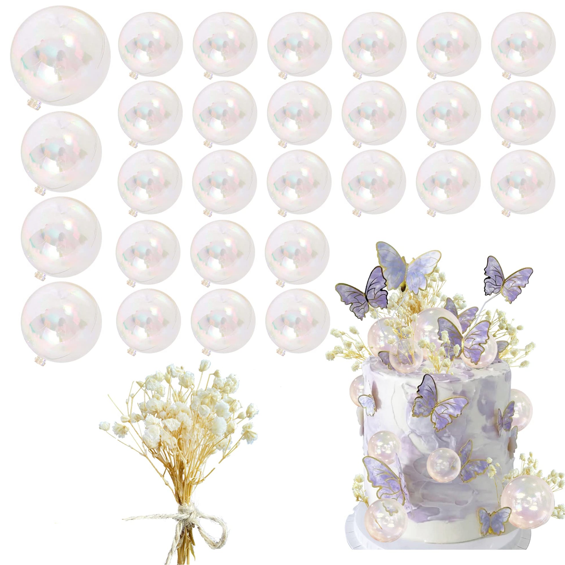 30 PCS Mini Balls Cake Topper DIY Cake Insert Topper Acrylic Cake