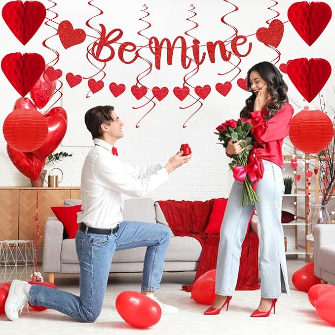 Valentines Day Decorations Red Heart Streamers Galentines Decor