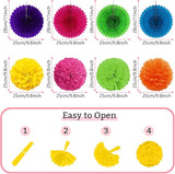 Fiesta Party Decorations, Multicolored Paper Pompoms Fan Garlands for