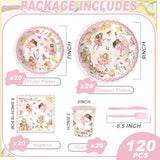 120PCS Fairy Party Supplies for Girls 1st 2rd First Birthday Fairies