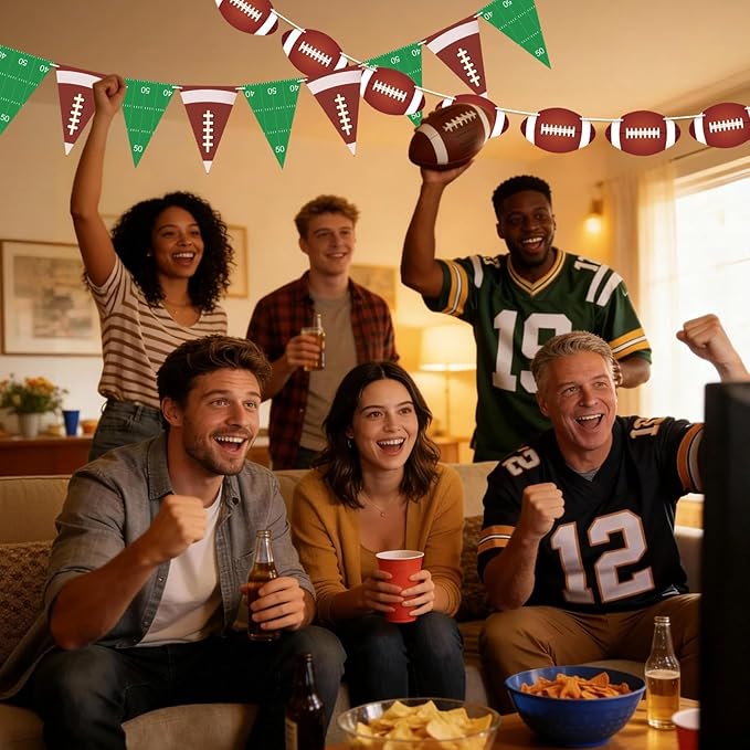 4 PCS Football Party Decorations Football Banner Flags Football Paper