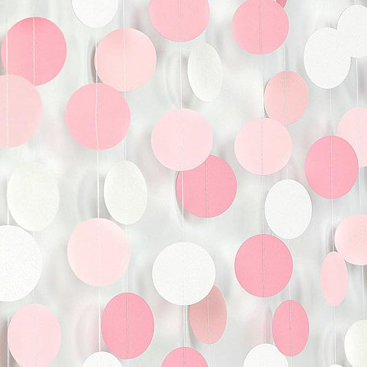 Light-Pink White Girls-Birthday Party-Decoration Garland - 52ft Baby