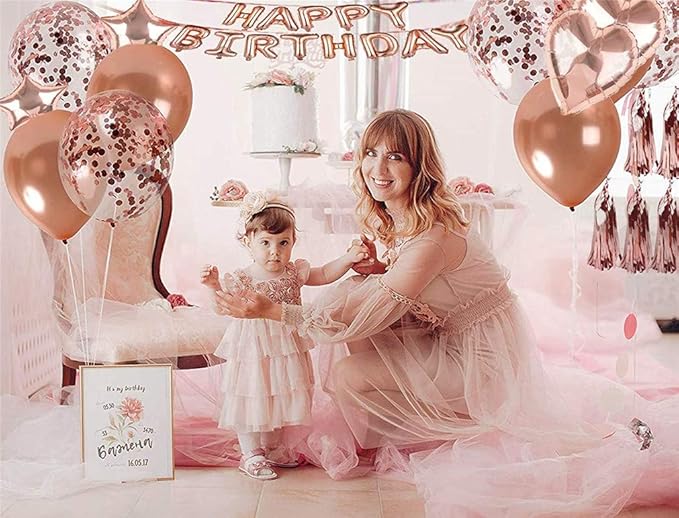 Rose Gold Birthday Balloons Party Decorations Set 38 Pack Party