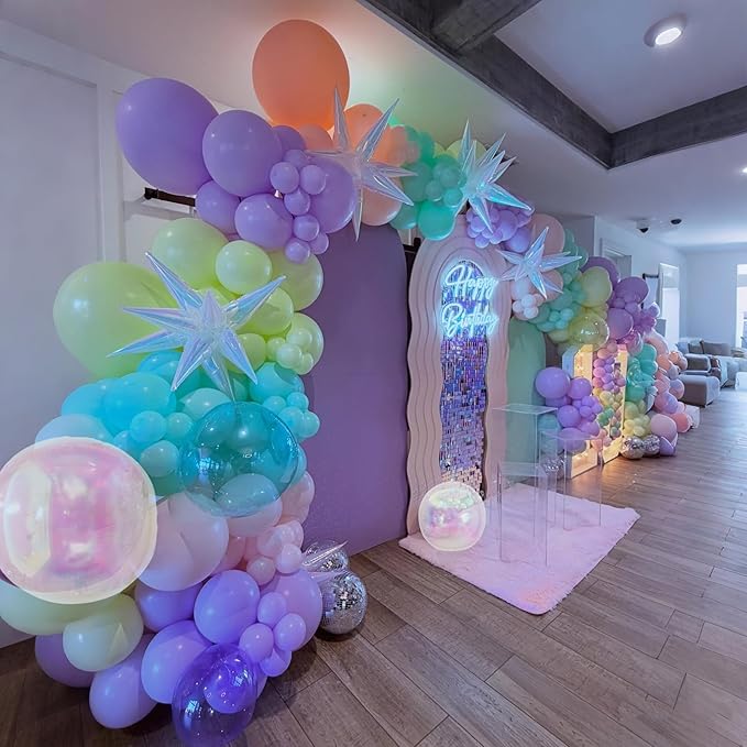 Pastel Balloons Arch Magic Unicorn Birthday Party Decorations Purple