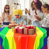 Tatuo 3 Pcs Rainbow Round Circus Table Cloth 84 Inch Carnival Circus