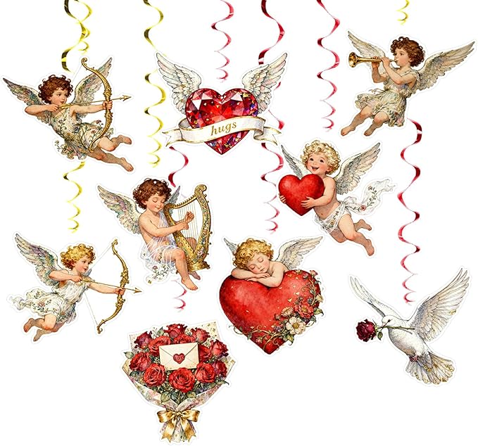 Valentine's Cupid Party Streamers 48 PCS Romantic Hanging Swirl
