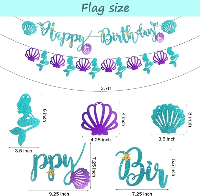 Mermaid Birthday Decorations Little Mermaid Party Supplies with Pink