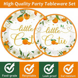 Little Cutie Baby Shower Decorations Plates And Napkins Orange