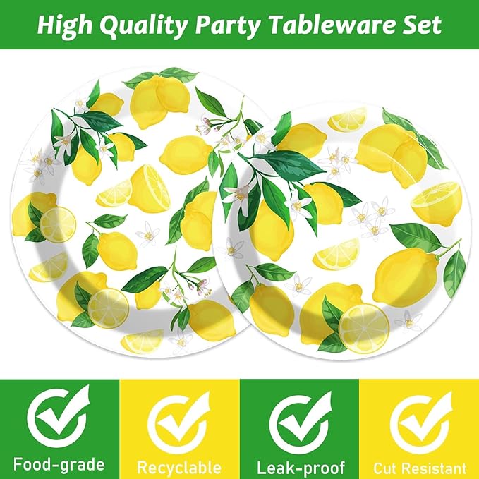 96 Pcs Lemon Party Yellow Lemons Summer Party Decoration For