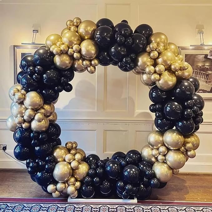 Black and Gold Balloon Garland Kit Metallic Gold and Black Balloon