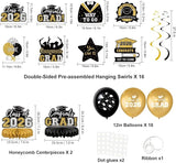 Graduation Decorations 2026 Black Gold Themed Grad Party Decor Set
