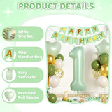 1st Birthday Decorations, 40 Inch Sage Green Number 1 Balloon, 18