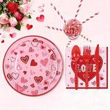 Valentine's Day Heart Love Disposable Tableware Set 194 Pcs Serves