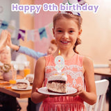 MTLEE Number 9 Birthday Candle with 12 Pcs Spiral Candles for Girls Ma