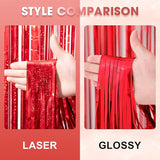 Voircoloria 3 Pack 3.3 x 8.2 ft Laser Red Foil Fringe Backdrop