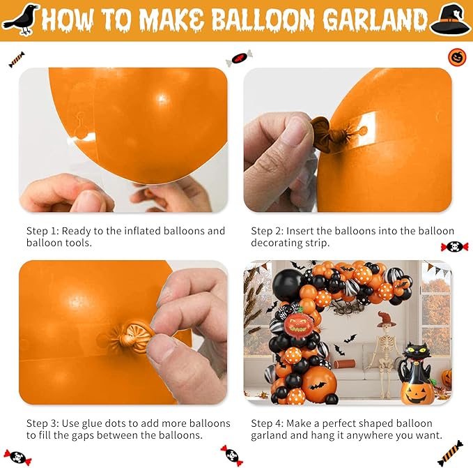 Halloween Balloon Arch Garland Kit Orange and Black Balloon Arch Kit
