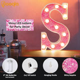 Pooqla LED Marquee Letter Lights, Light Up Pink Letters Glitter #3