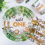 175 Pcs Wild One Birthday Decorations Plates Set 25 Guests Safari