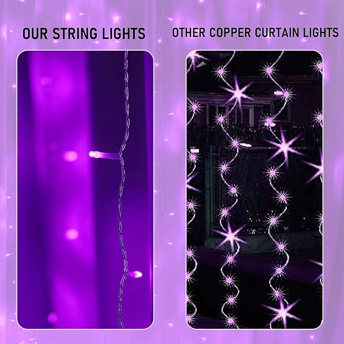 Dazzle Bright 300 LED Christmas Curtain String Lights Halloween