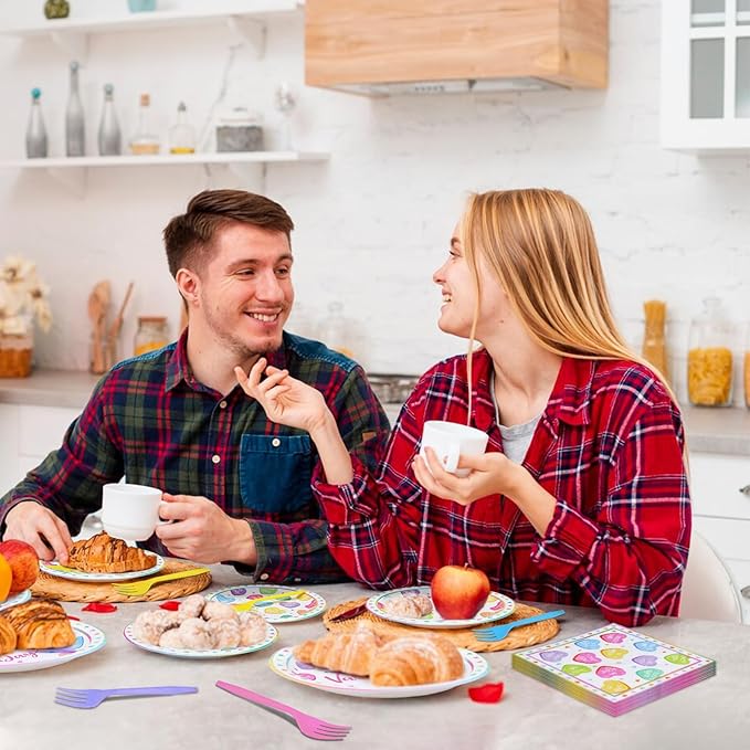 100 Pcs Valentine's Day Tableware Party Supplies Disposable