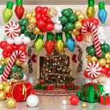 164Pcs Christmas Balloon Arch Garland Kit Xmas Red White Green Gold