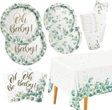 Sage Greenery Baby Shower Party Supplies Disposable Paper Plates