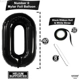 Large, Black 0 Balloon Number - 40 Inch | Foil Number Balloons for