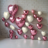 Pink White Heart Balloons, 19PCS Nude White and Pink Heart Shape