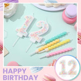 MTLEE Number 12 Birthday Candle with 12 Pcs Spiral Candles for Girls