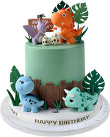 17PCS Dinosaur Cake Topper Dinosaur Eggs Leaves Grasses Cake