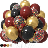 HILAVO Black Burgundy Gold Balloons 12 Inch Burgundy Maroon Red Black
