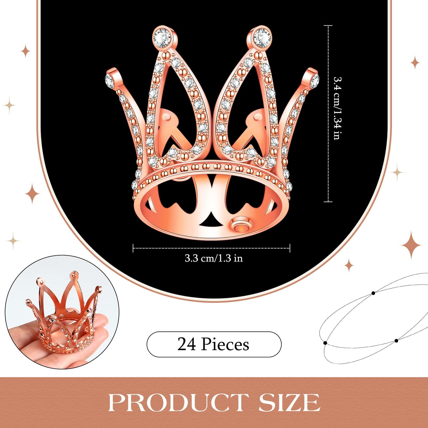 24 Pcs Crown Cake Topper Mini Baby Crown Tiny Queen Small Alloy