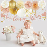 Champagne Gold Beige Fall Boho Baby Shower Party Decorations for